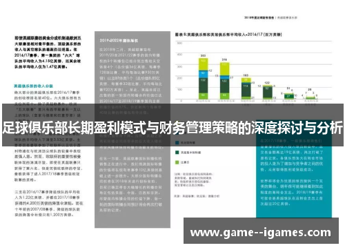 足球俱乐部长期盈利模式与财务管理策略的深度探讨与分析