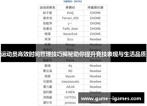 运动员高效时间管理技巧揭秘助你提升竞技表现与生活品质